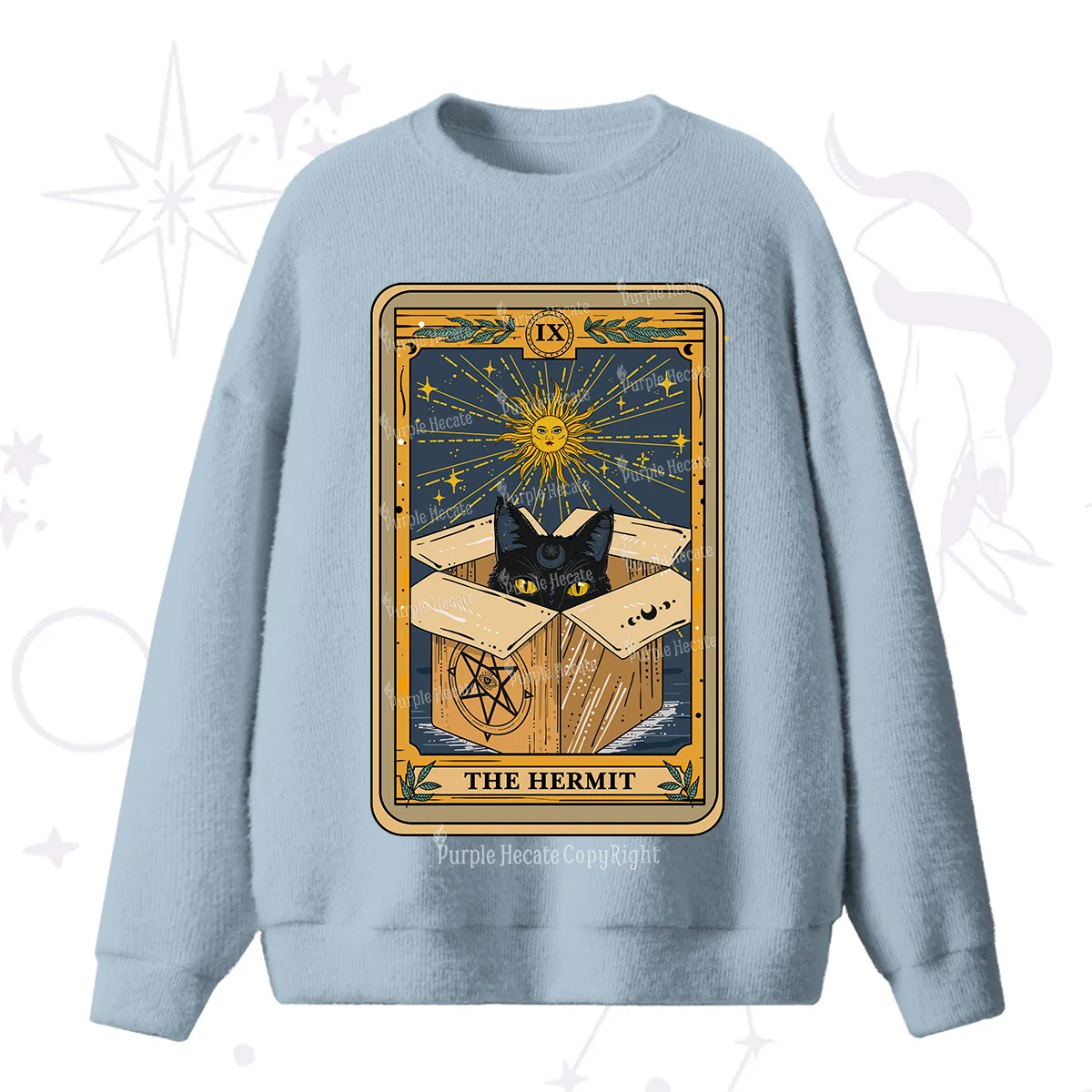 Purplehecate The Hermit Cat Tarot Card Fuzzy Ugly Sweater