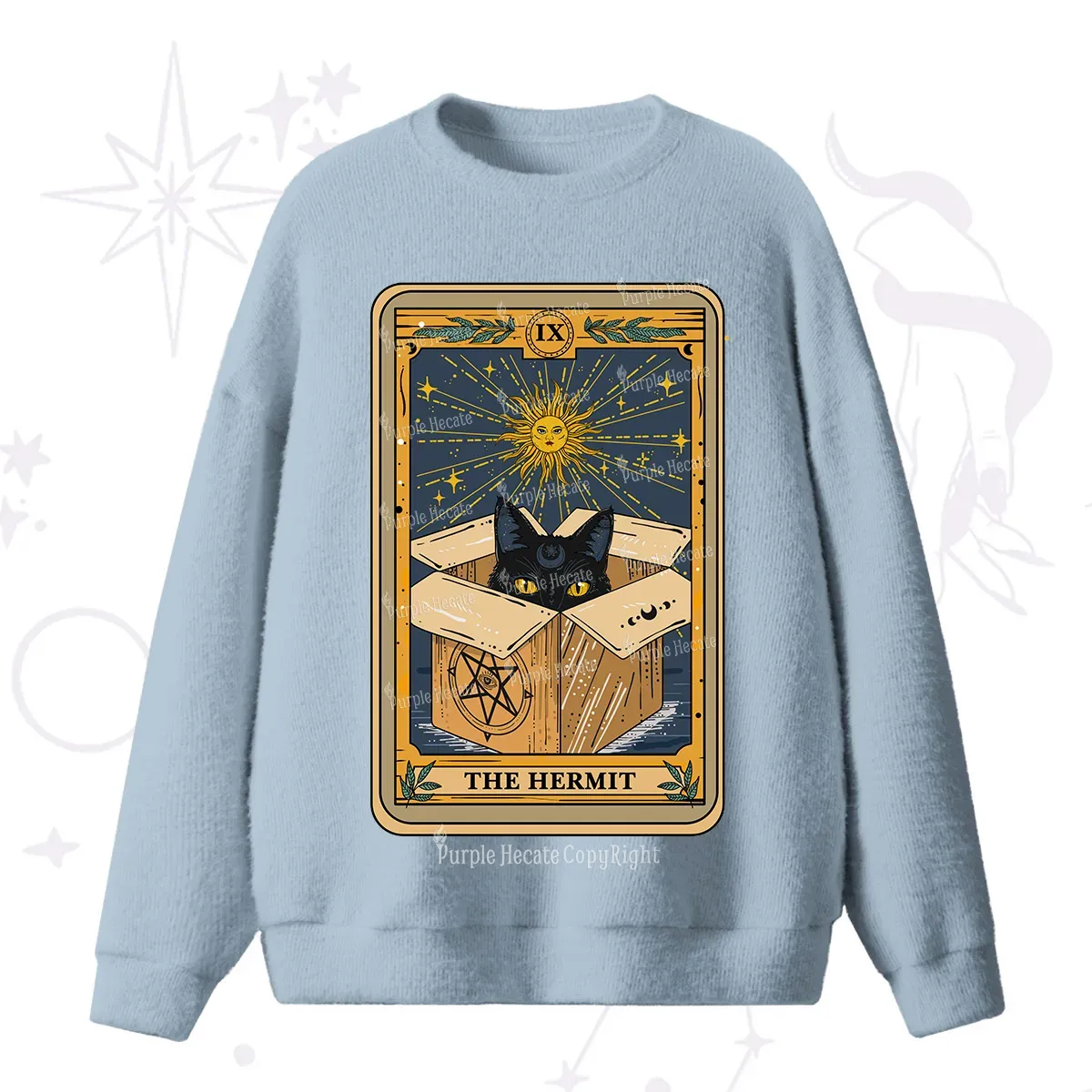 Purplehecate The Hermit Cat Tarot Card Fuzzy Ugly Sweater