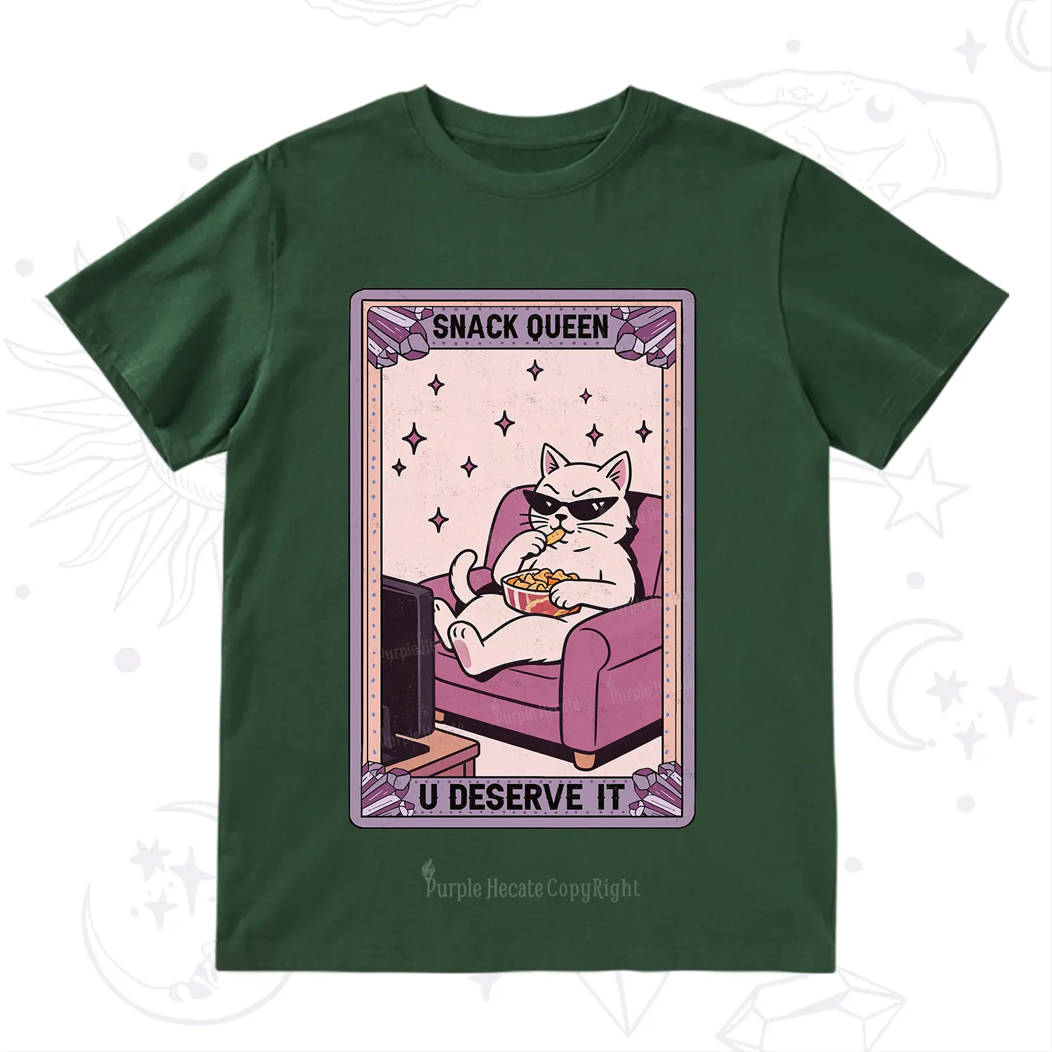 Purplehecate The Snack Queen Cat Tarot T-Shirt