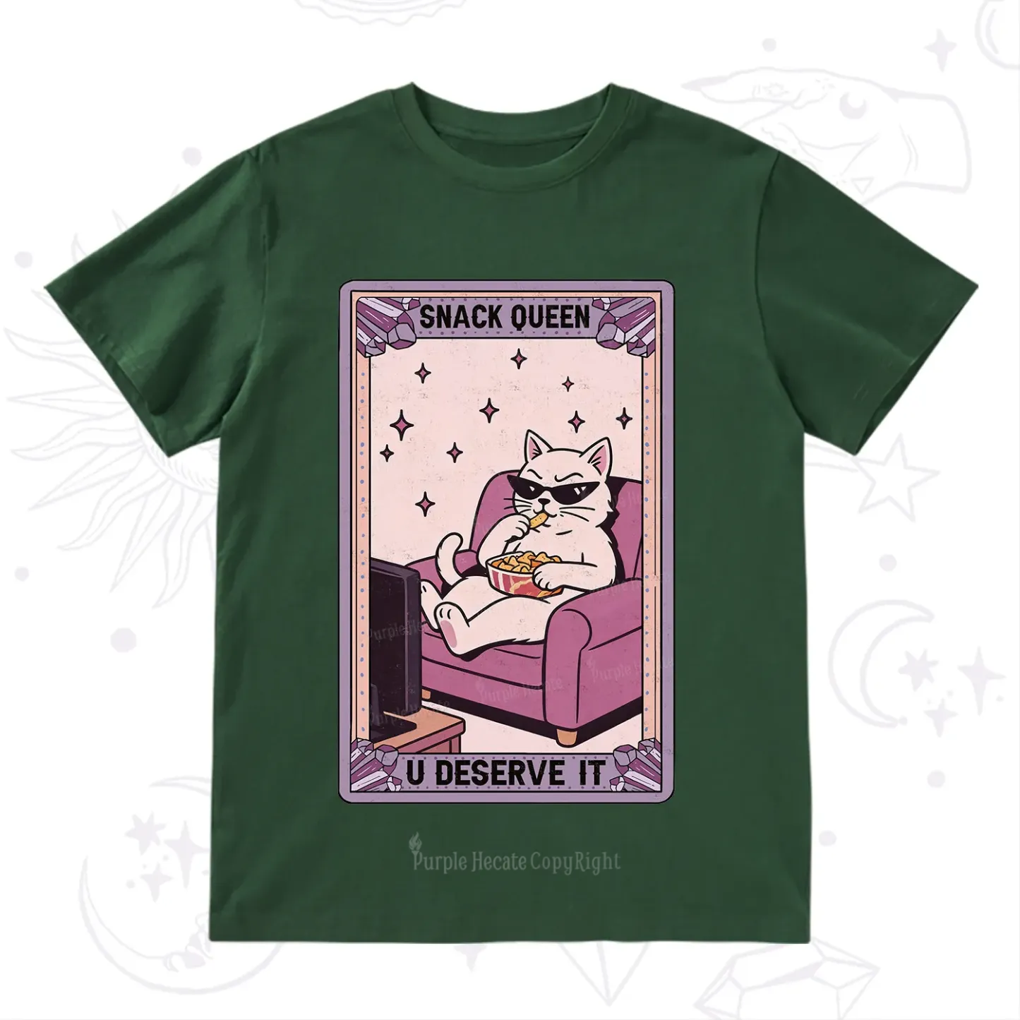 Purplehecate The Snack Queen Cat Tarot T-Shirt