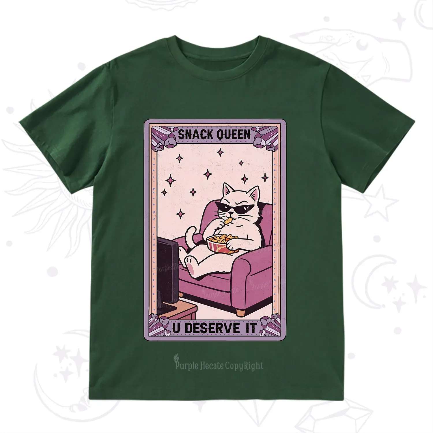 Purplehecate The Snack Queen Cat Tarot T-Shirt