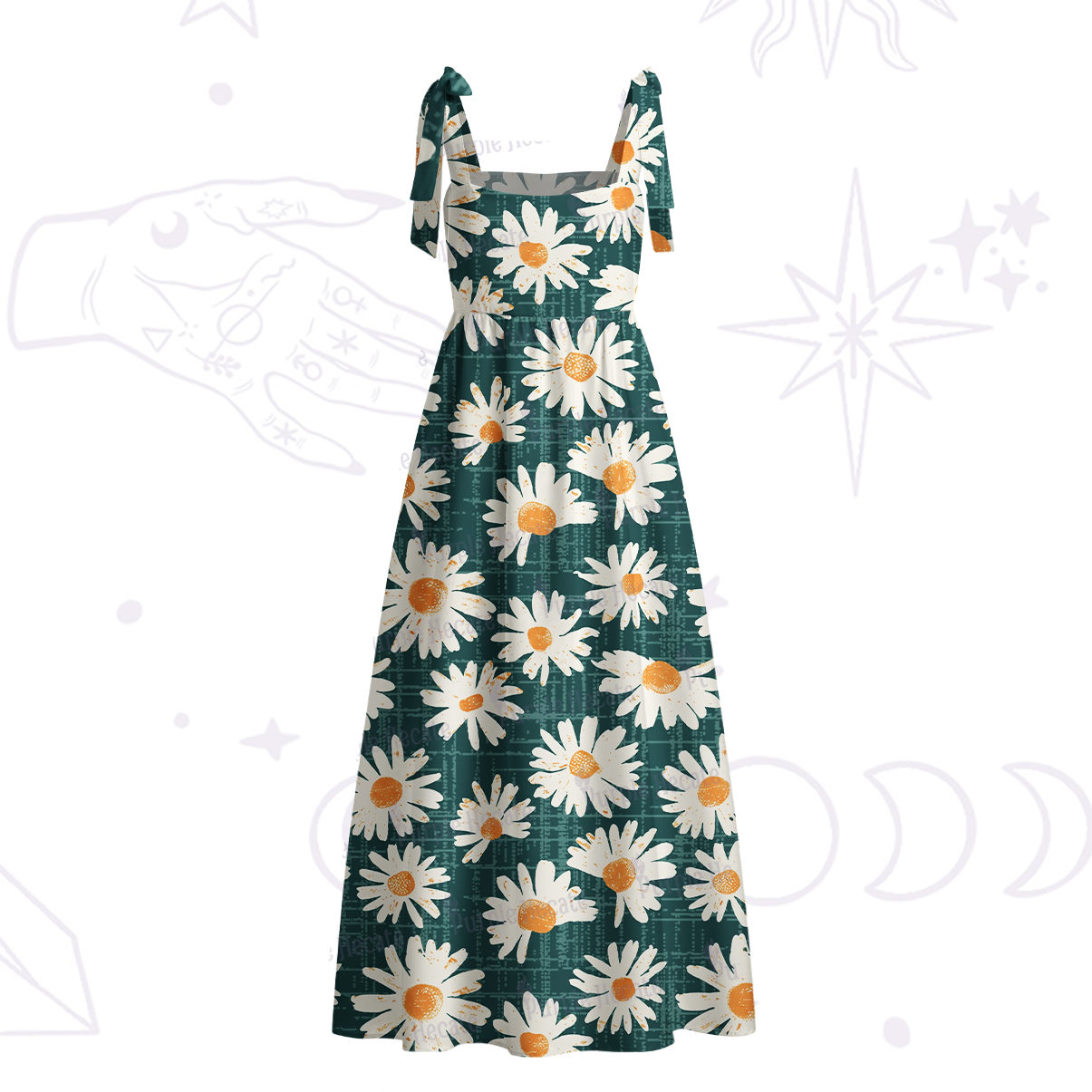 Purplehecate Daisy Daydream Tie Shoulder Maxi Dress