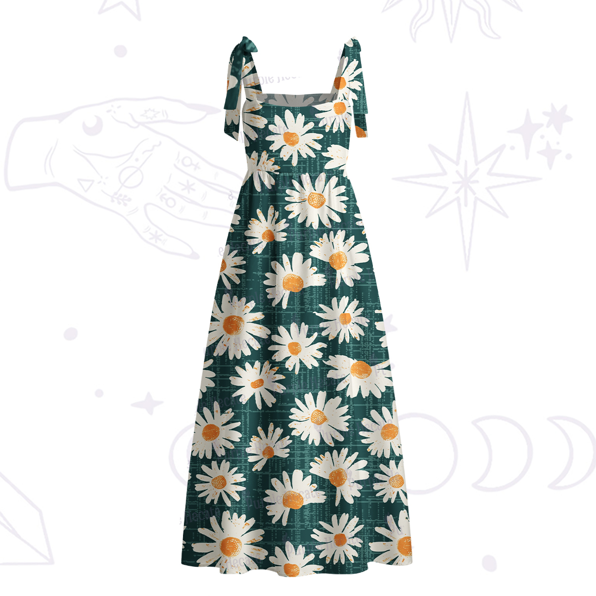 Purplehecate Daisy Daydream Tie Shoulder Maxi Dress
