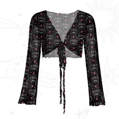 Purplehecate Witchy Mothman Night Mesh Tie Front Top