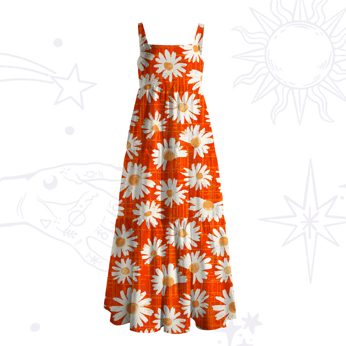 Purplehecate Daisy Daydream Wide Straps Maxi Dress