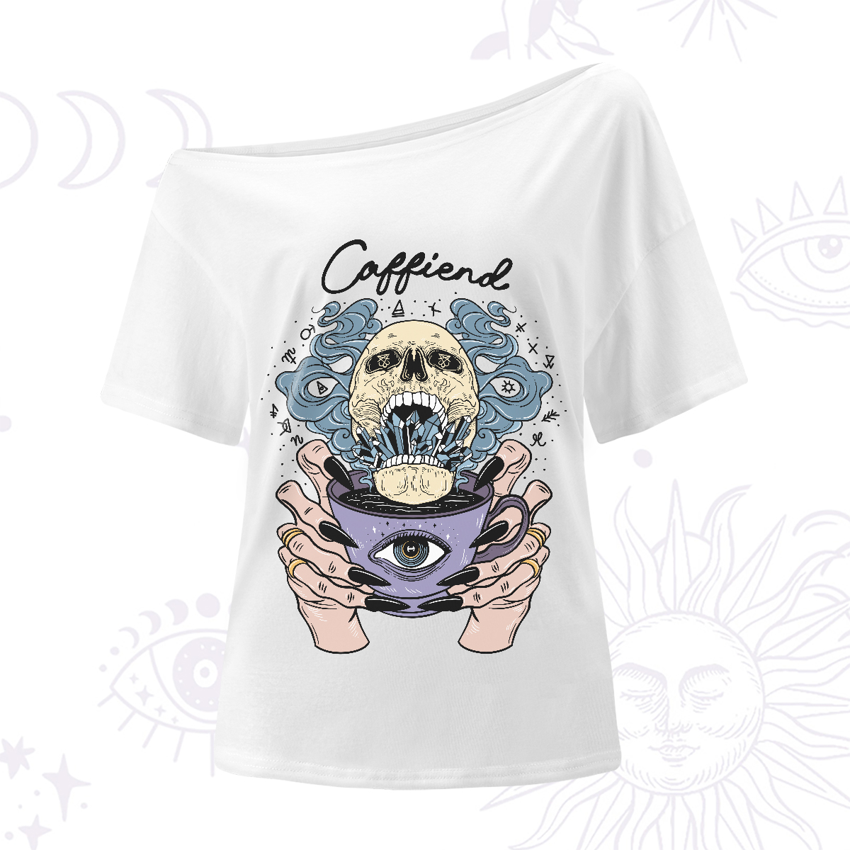 Purplehecate Caffiend One-Shoulder T-Shirt