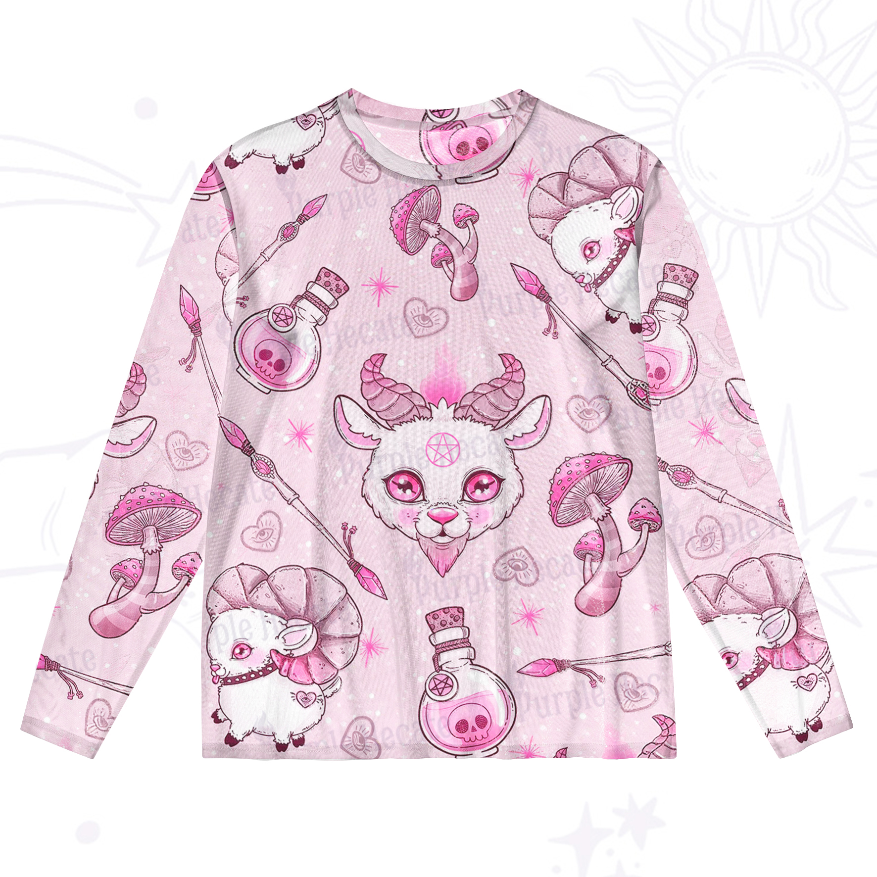 Purplehecate Pastel Occult Goat Mesh Long Sleeve Top