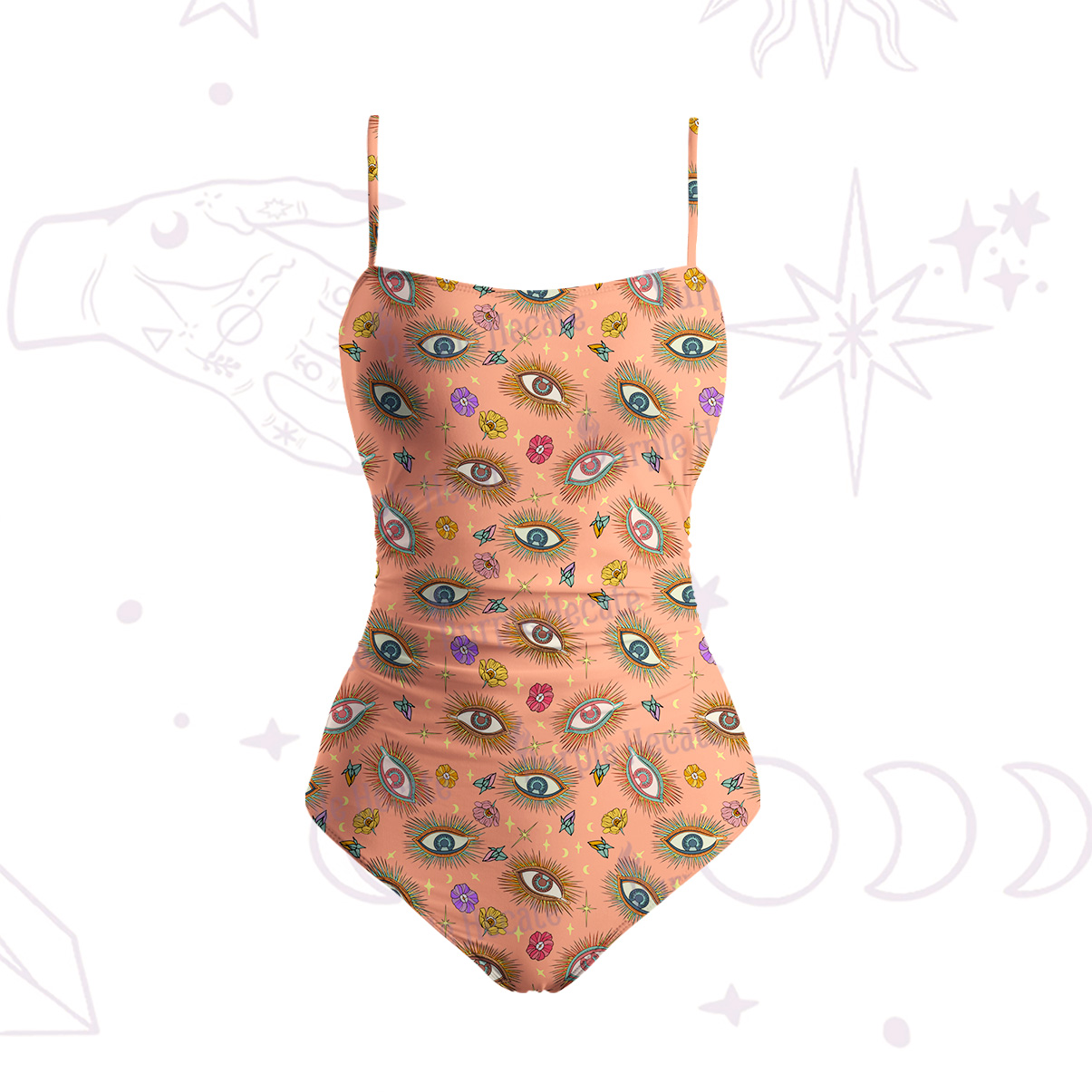 Purplehecate Evil Eye Pattern Slim-Strap Swimsuit