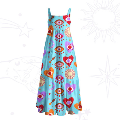 Purplehecate The Enchanted Eye of Love Wide Straps Maxi Dress