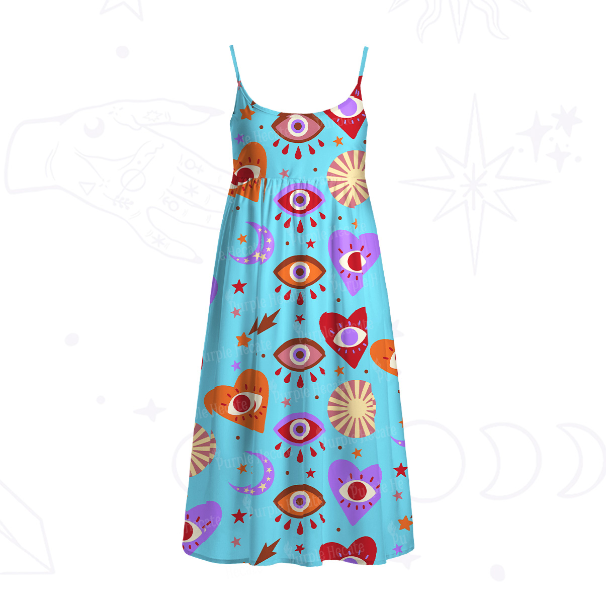 Purplehecate The Enchanted Eye of Love Spaghetti Strap Midi Dress