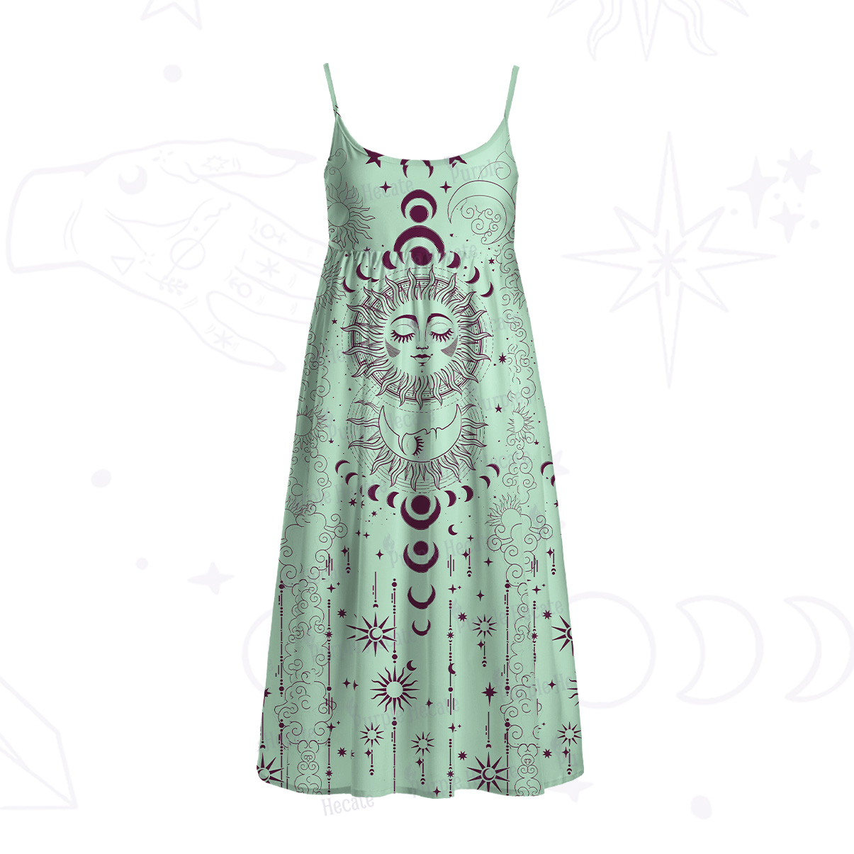 Purplehecate Lunar Eclipse Spaghetti Strap Midi Dress