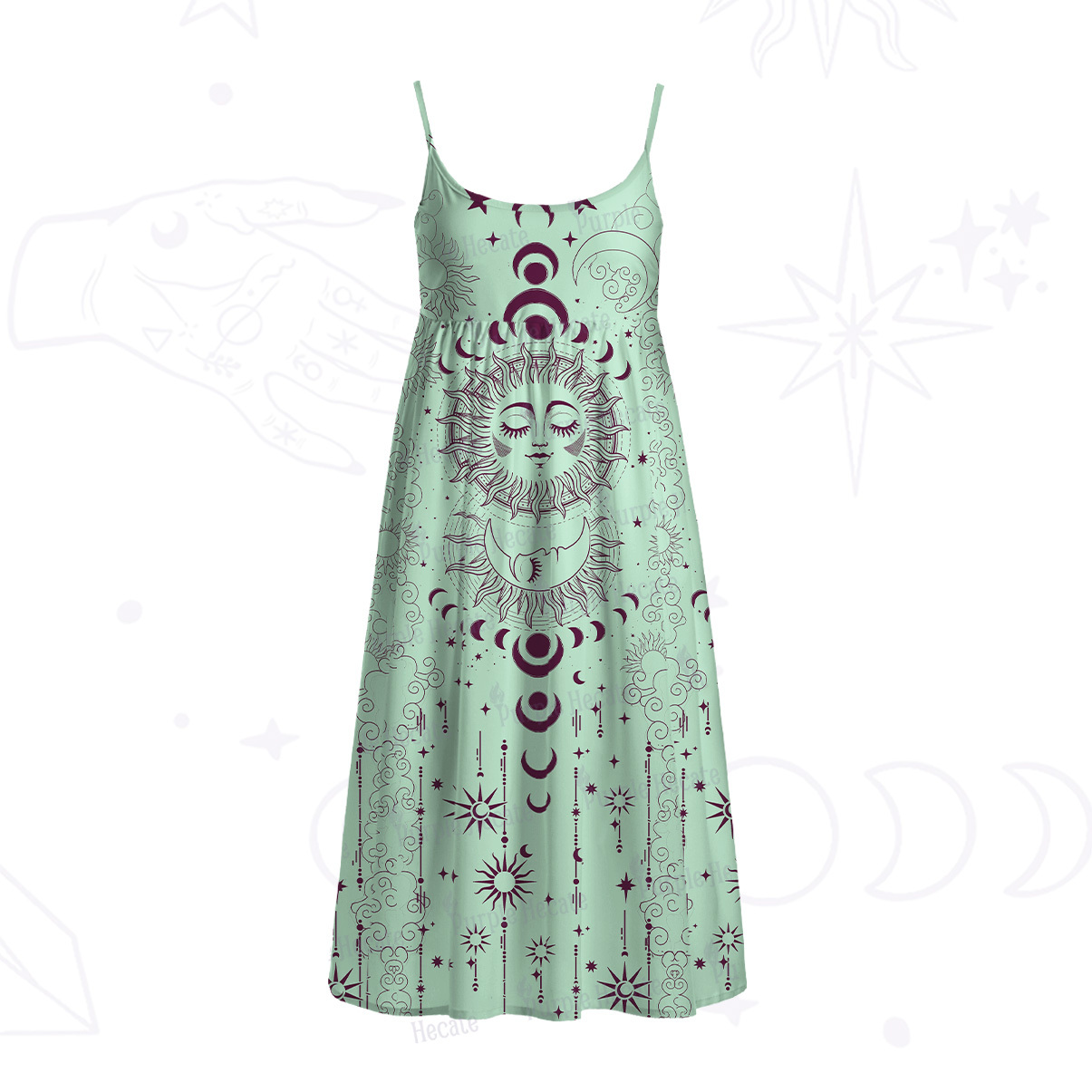 Purplehecate Lunar Eclipse Spaghetti Strap Midi Dress
