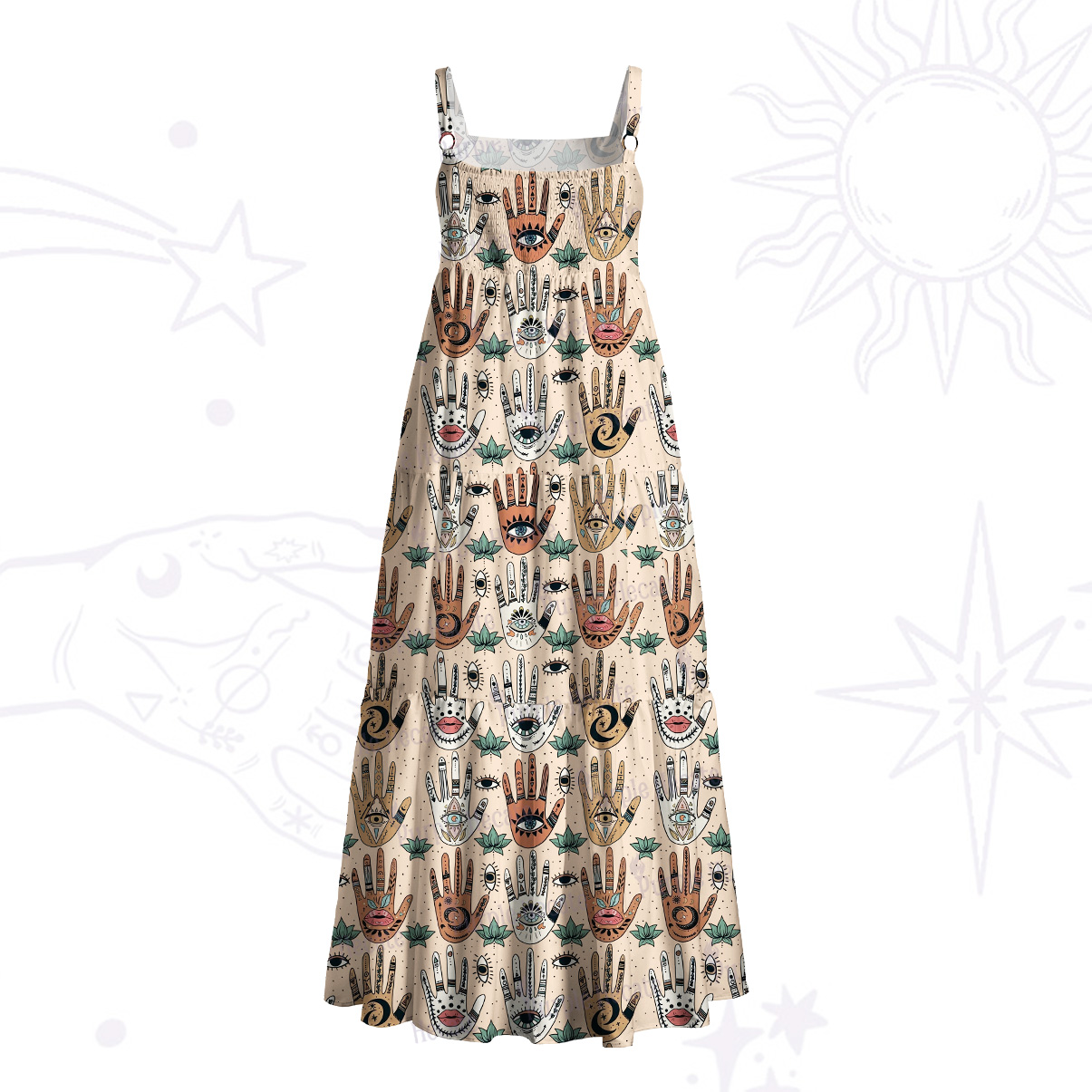 Purplehecate Helping Hands Wide Straps Maxi Dress