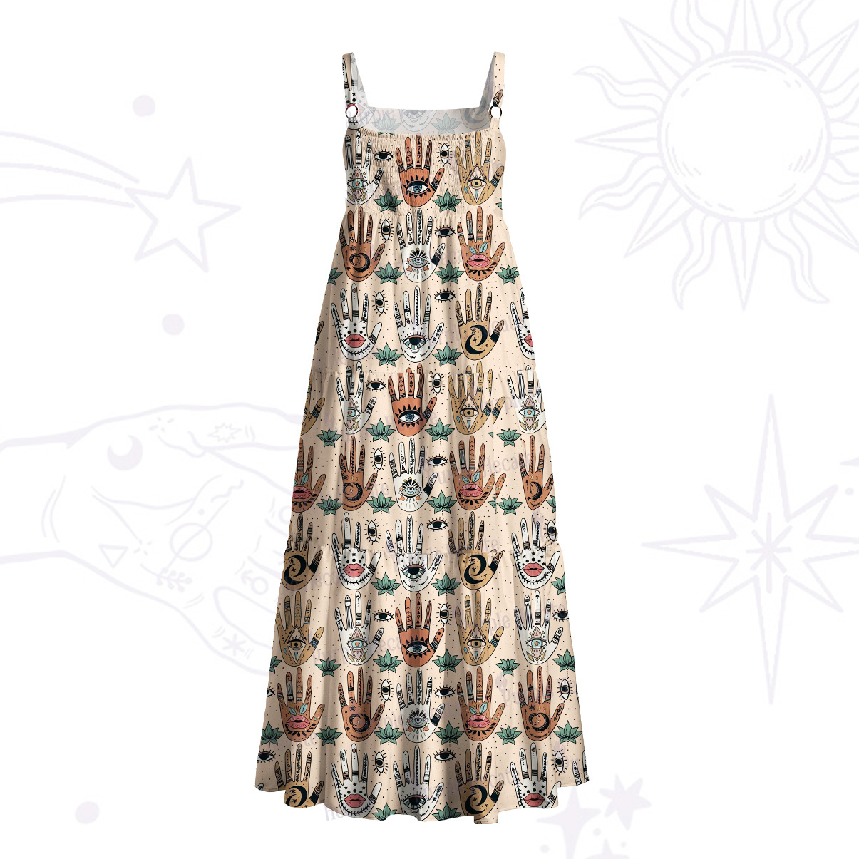 Purplehecate Helping Hands Wide Straps Maxi Dress