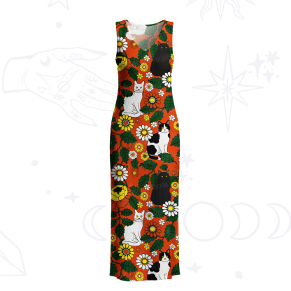 Purplehecate Daisy Cat  Garden Crochet Knit Maxi Dress