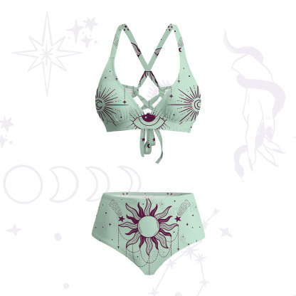 Purplehecate Solar Oracle Crisscross Tie-Back Bikini Set