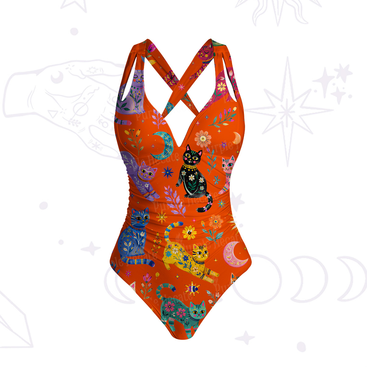 Purplehecate Rainbow Magic Cats One-Piece Swimsuit