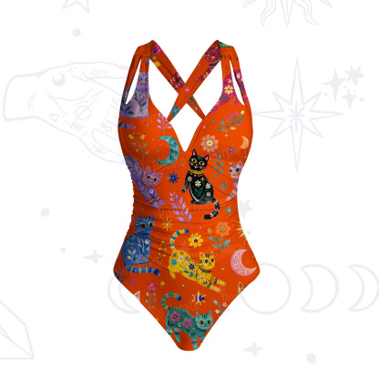 Purplehecate Rainbow Magic Cats One-Piece Swimsuit