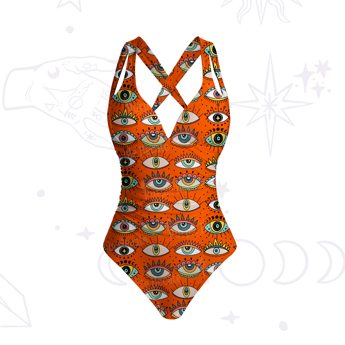 Purplehecate Evil Eye Pattern One-Piece Swimsuit