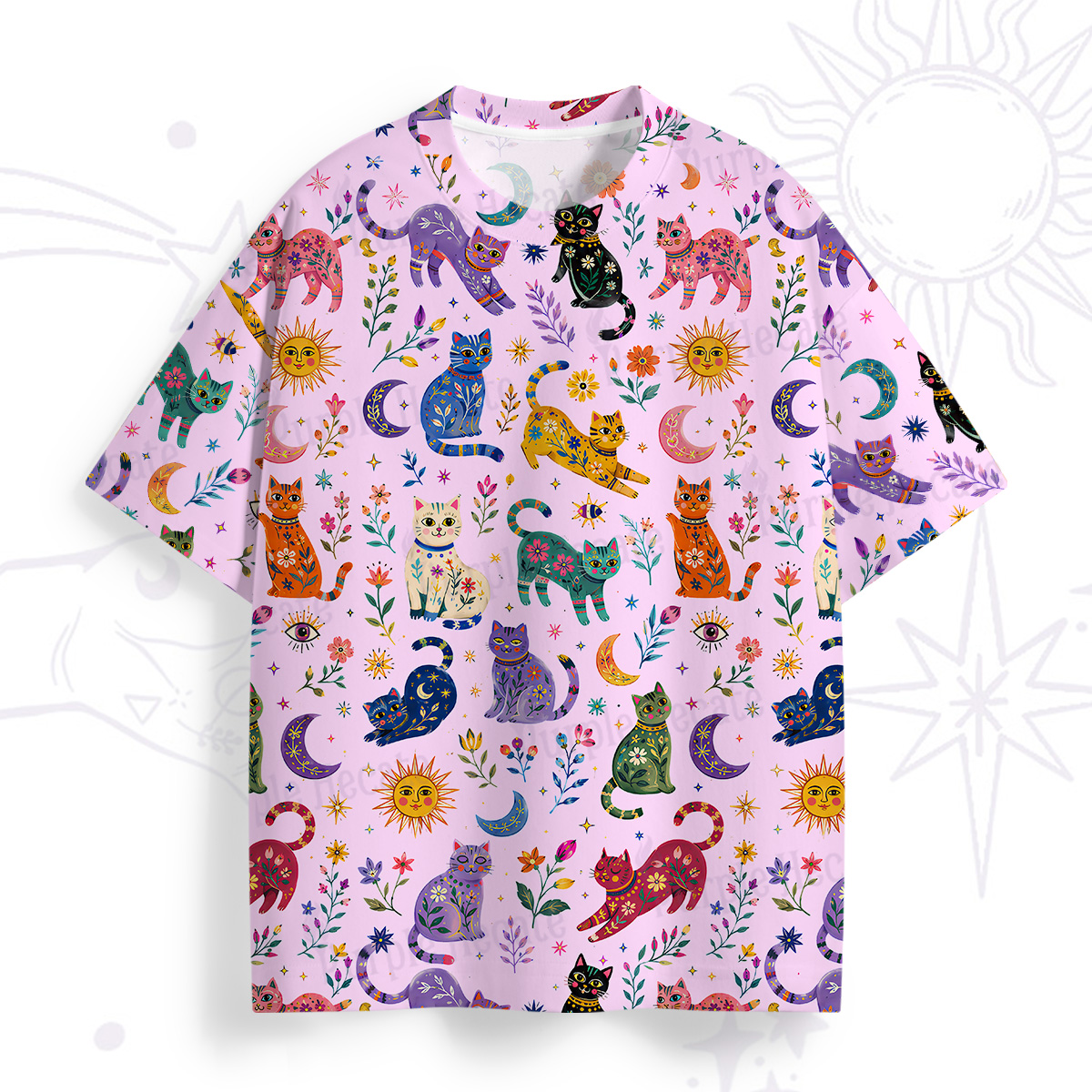 Purplehecate Rainbow Magic Cats All Over Print T-Shirt