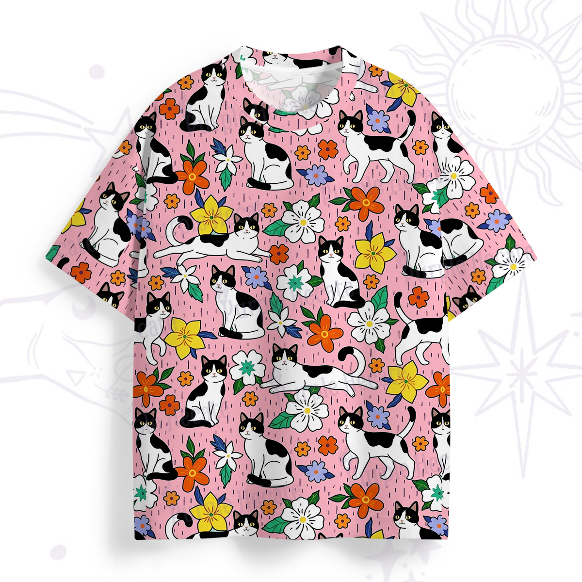 Purplehecate Enchanted Spring Whispering Cat All Over Print T-Shirt