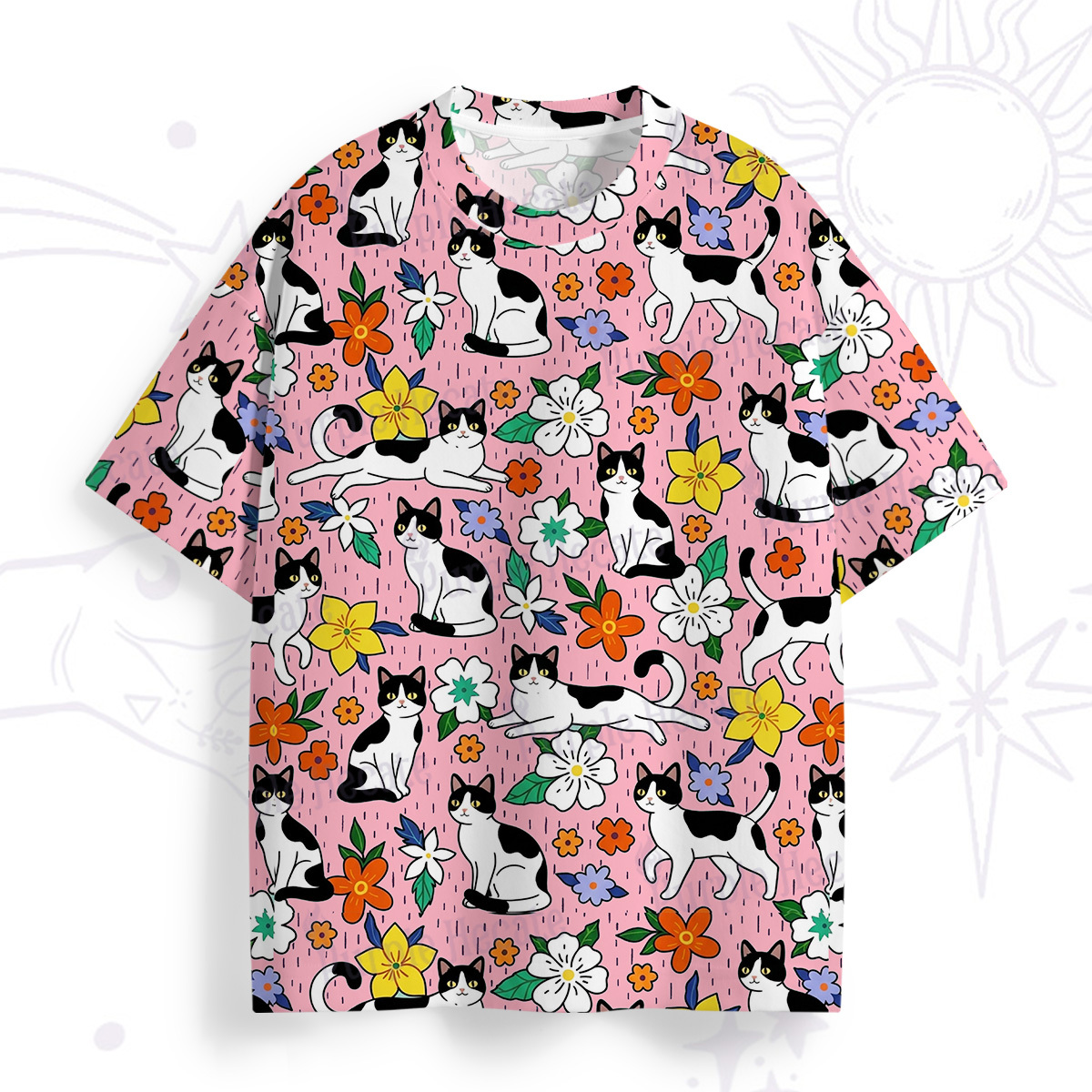 Purplehecate Enchanted Spring Whispering Cat All Over Print T-Shirt