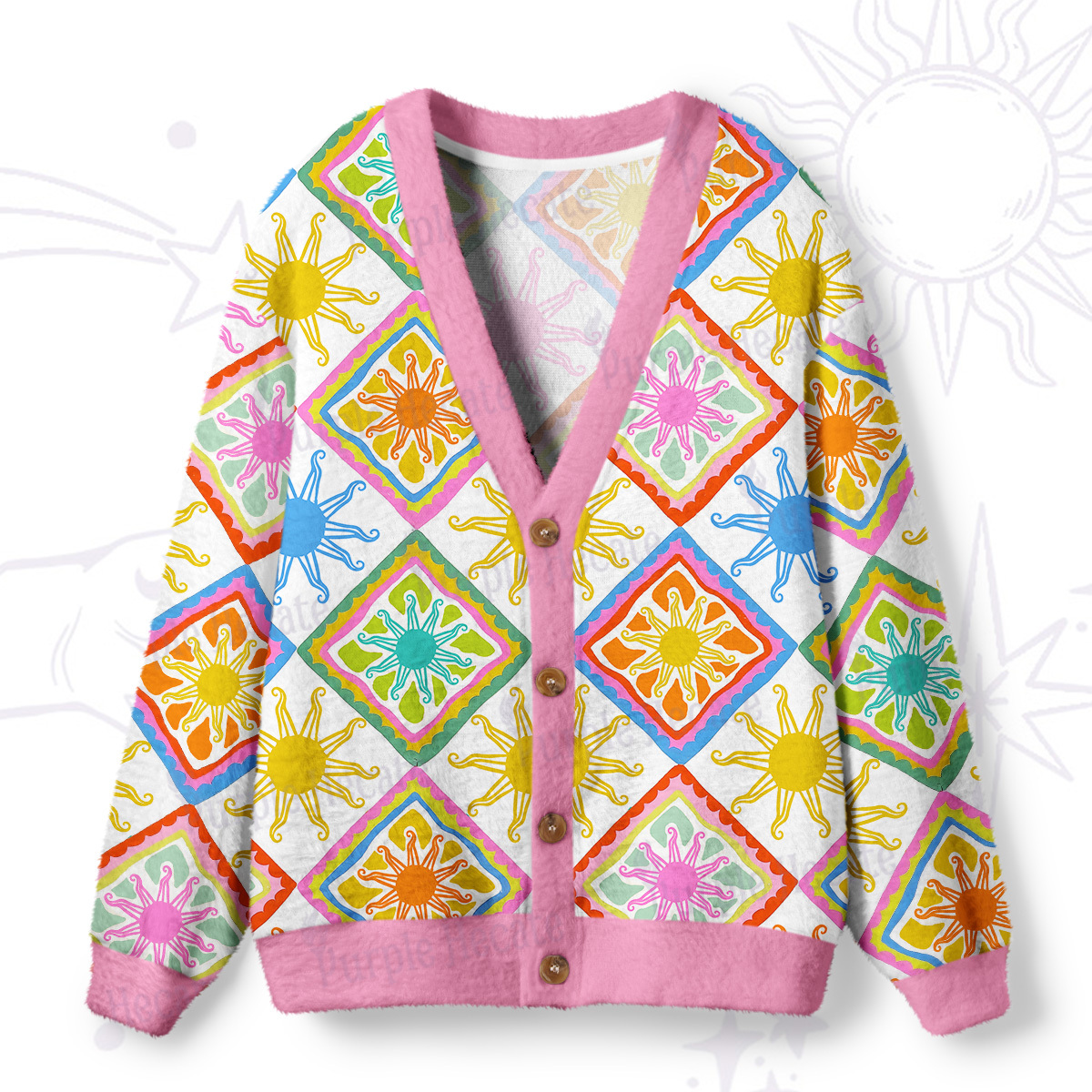 Magic Purplehecate Colorful Sunshine Patchwork Ugly Cardigan Sweaters
