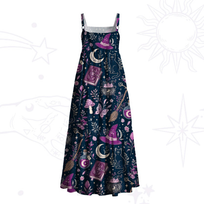 Purplehecate Witchcraft Spellbook Wide Straps Maxi Dress