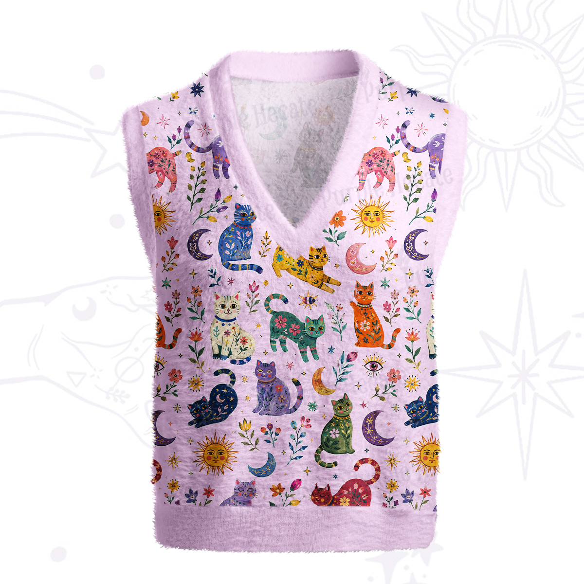 Purplehecate Rainbow Magic Cats Ugly Sweater Vest
