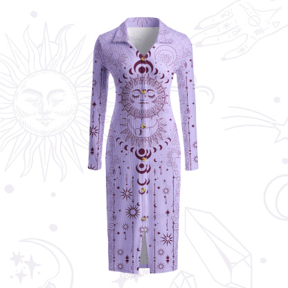 Purplehecate Lunar Eclipse Ribbed Knit Midi Dress