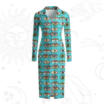 Purplehecate Evil Eye Pattern Ribbed Knit Dress