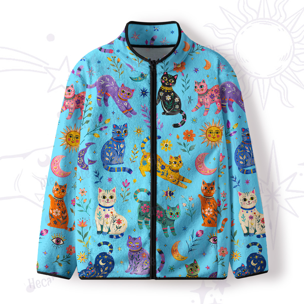 Purplehecate Rainbow Magic Cats Full Zip Fleece Jacket