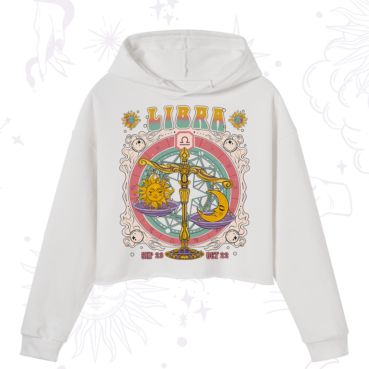 Purplehecate Libra Cosmic Zodiac Crop Hoodie