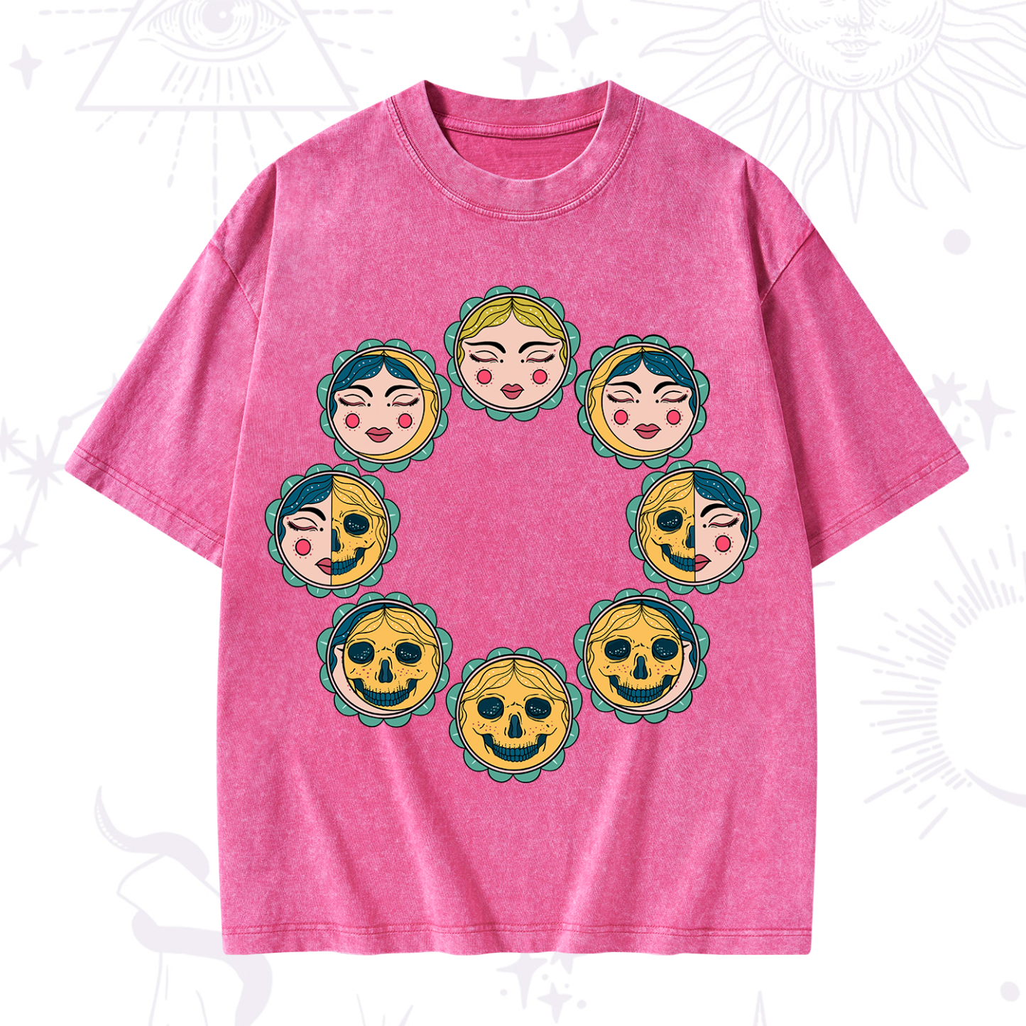 Purplehecate Lunar Skull Cycle Washed T-Shirt