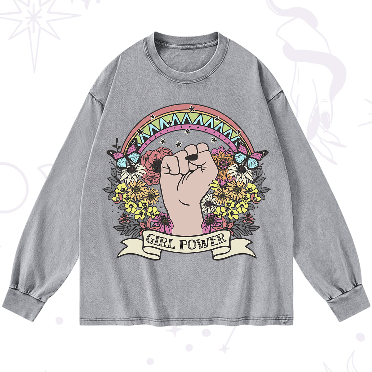 Purplehecate Girl Power Washed Long Sleeve Shirt