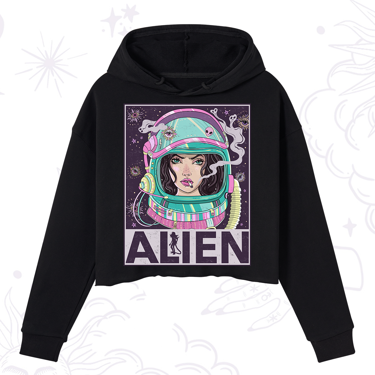 Purplehecate Galactic Encounter Crop Hoodie