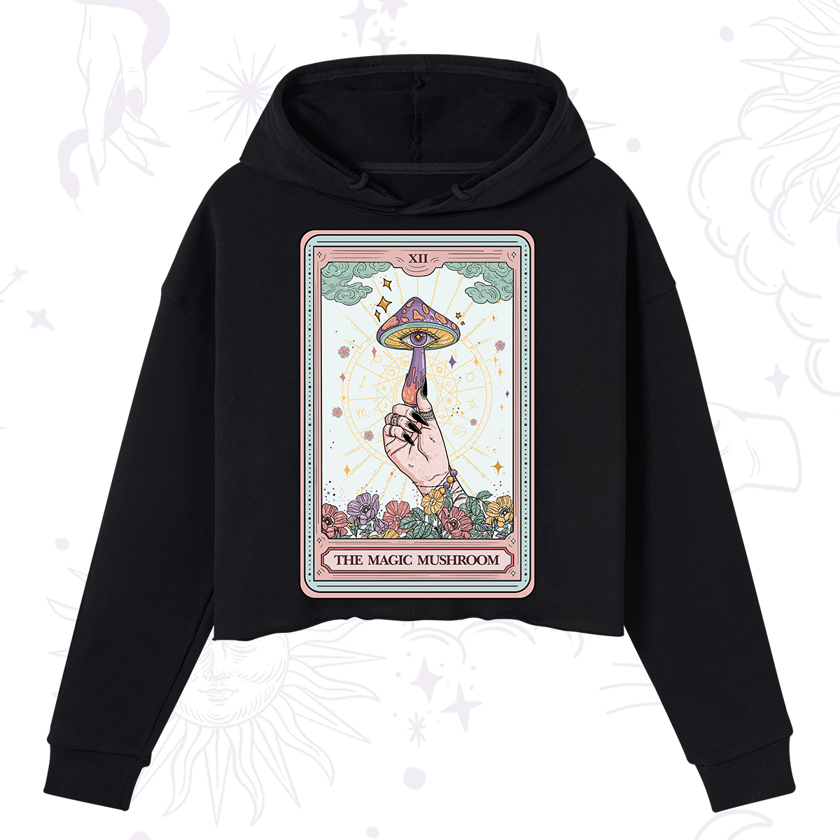 Purplehecate The Magic Murshroom Tarot Crop Hoodie