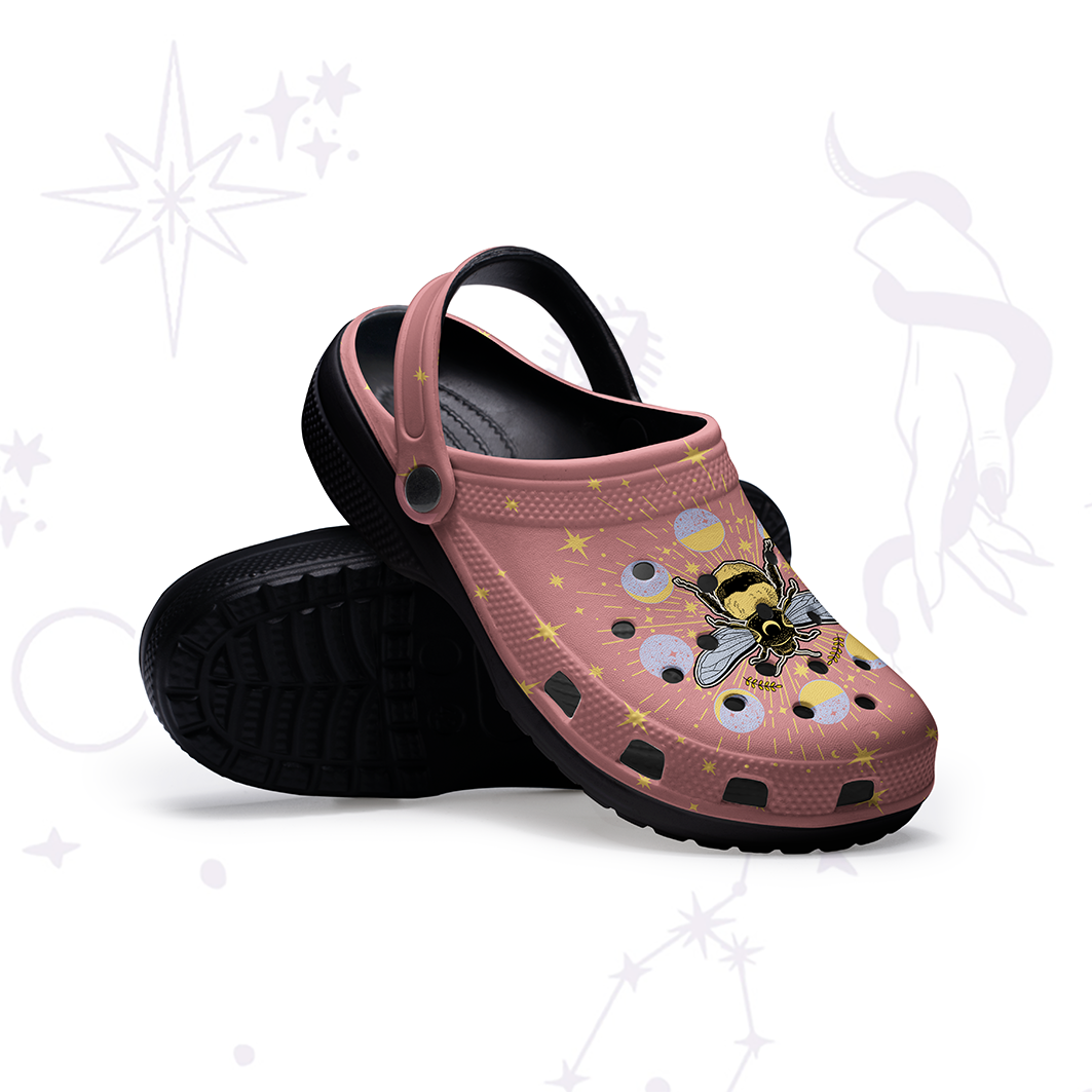 Purplehecate Phases of the Moon Bee Rubber Clogs
