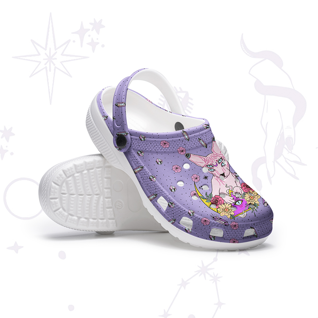 Purplehecate Moon Phase Cat Rubber Clogs