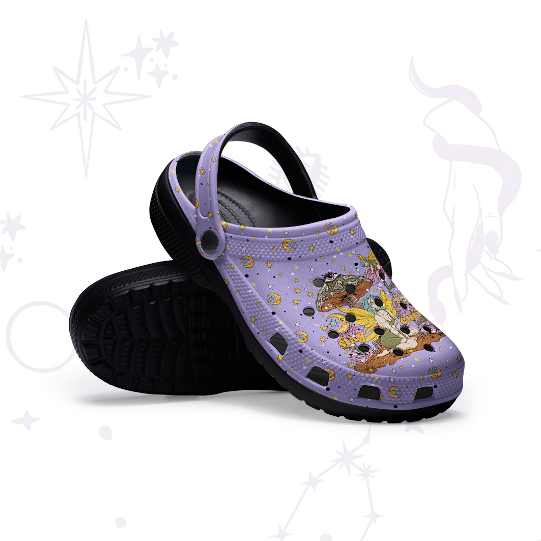 Purplehecate Stay Curious Rubber Clogs