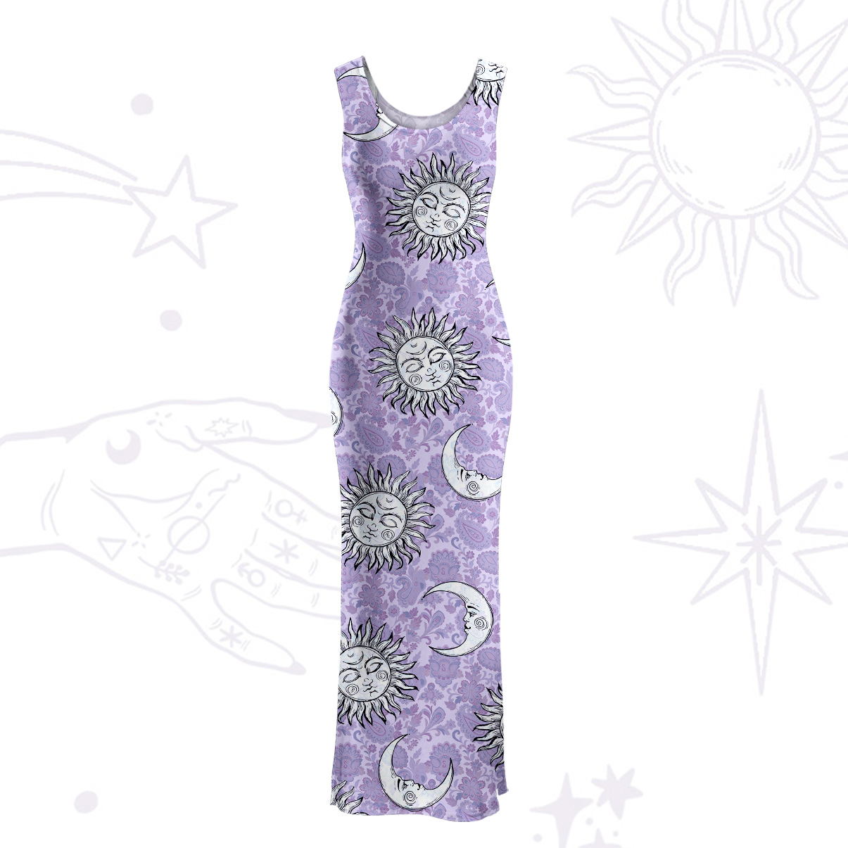 Purplehecate Sun & Moon Whispers Maxi Tank Beachwear Dress