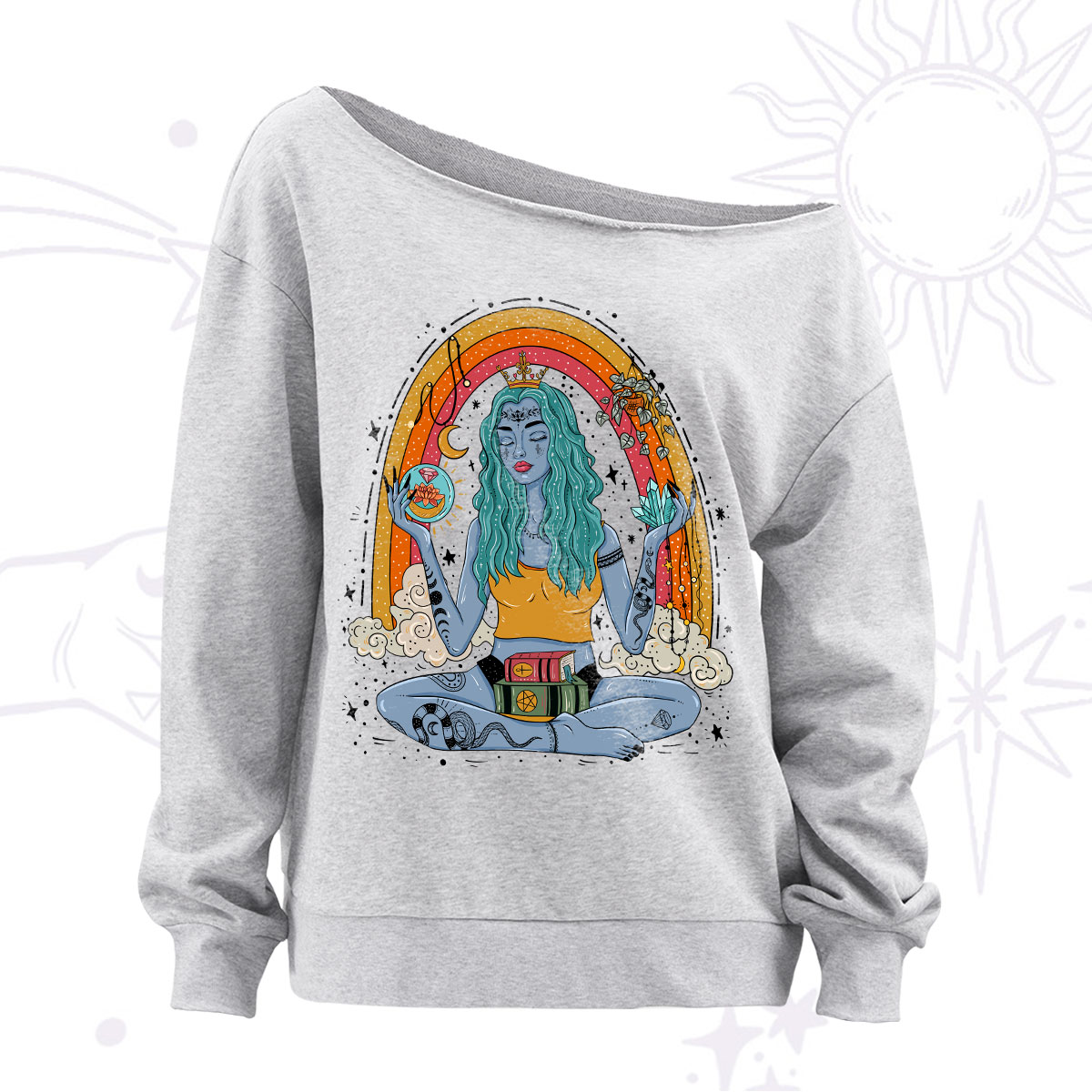  Purplehecate I'm The Queen Of All My Dreams Off The Shoulder Sweatshirt