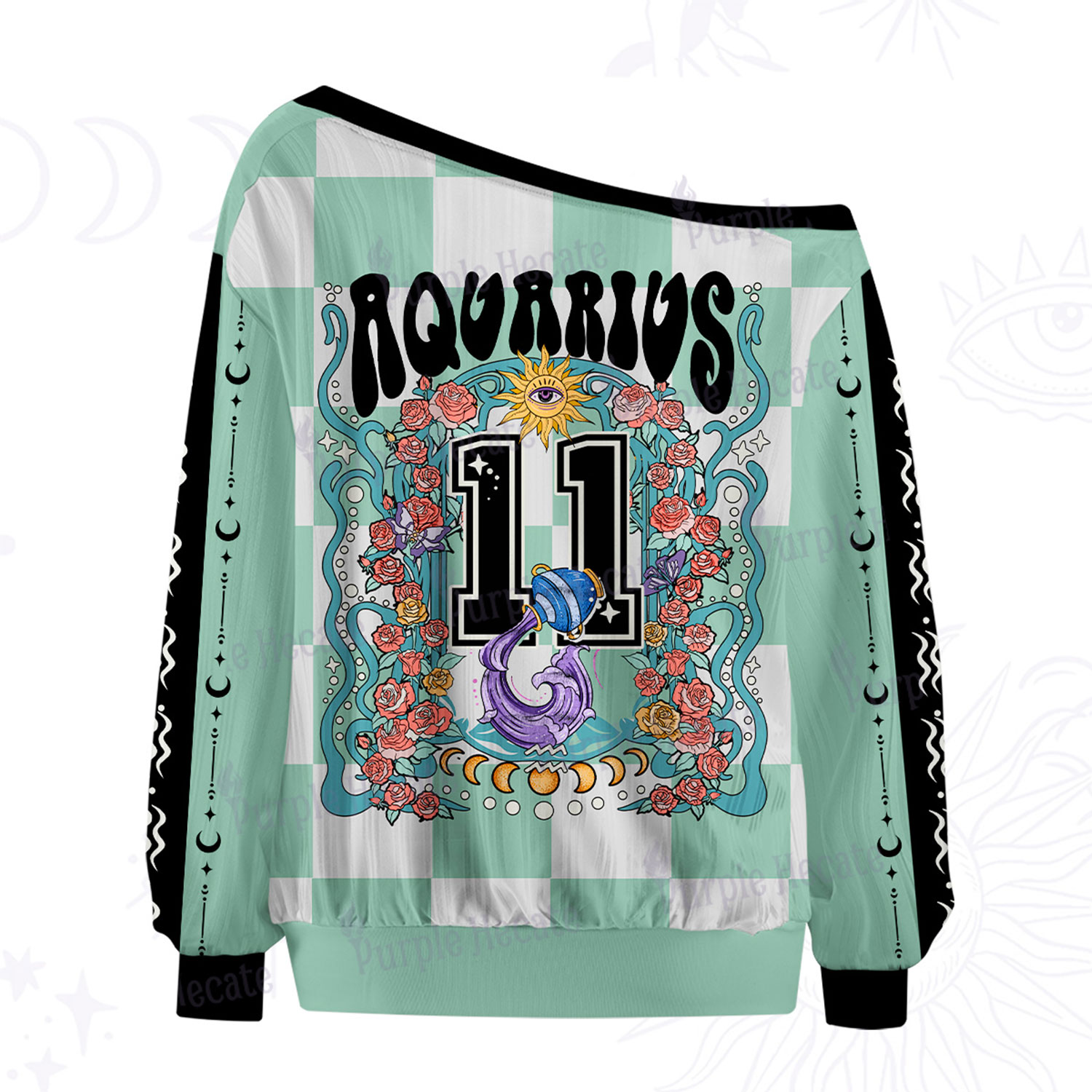 Purplehecate Aquarius Spirit Zodiac Off The Shoulder Graphic Jersey