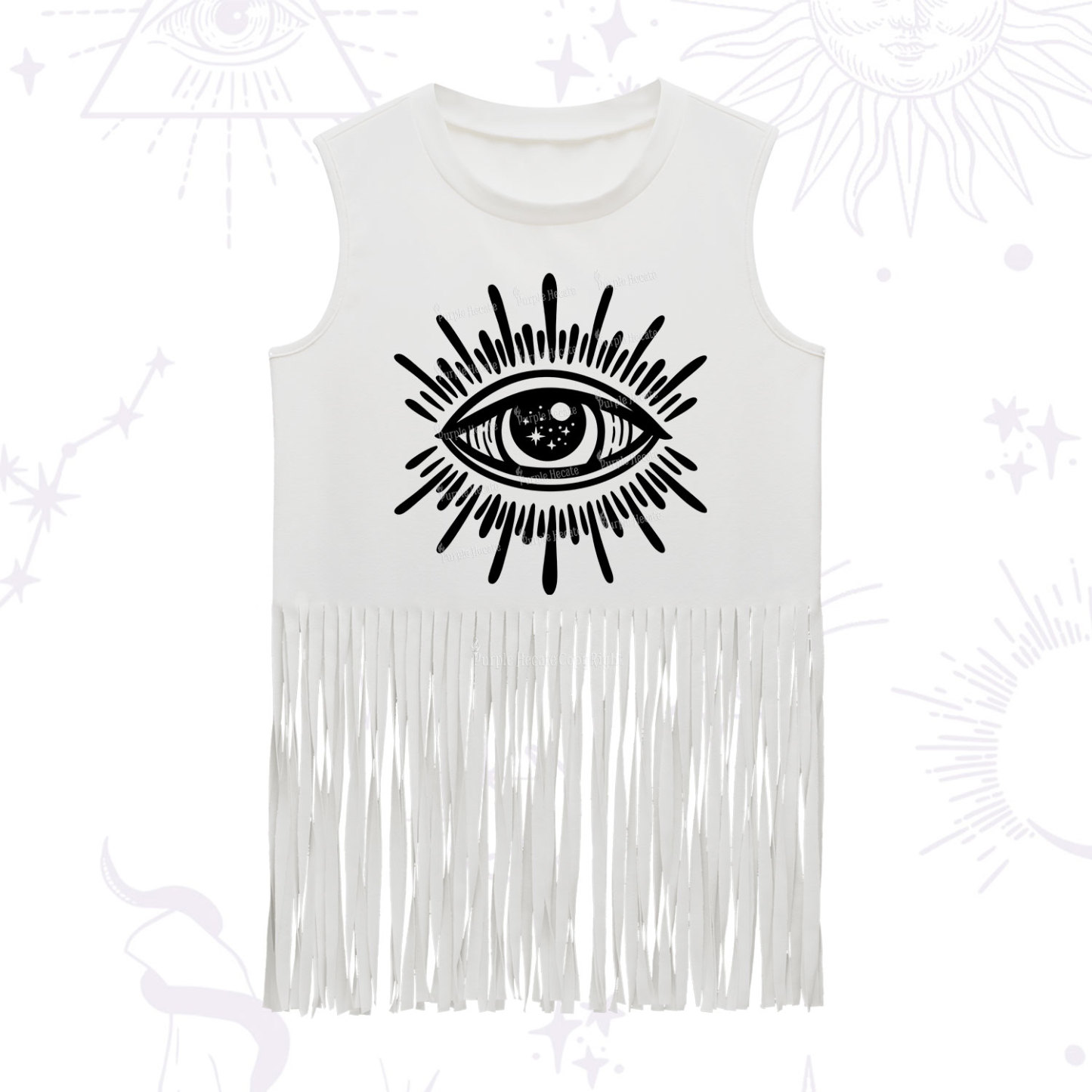 Purplehecate Evil Eye Fringe Tank Top