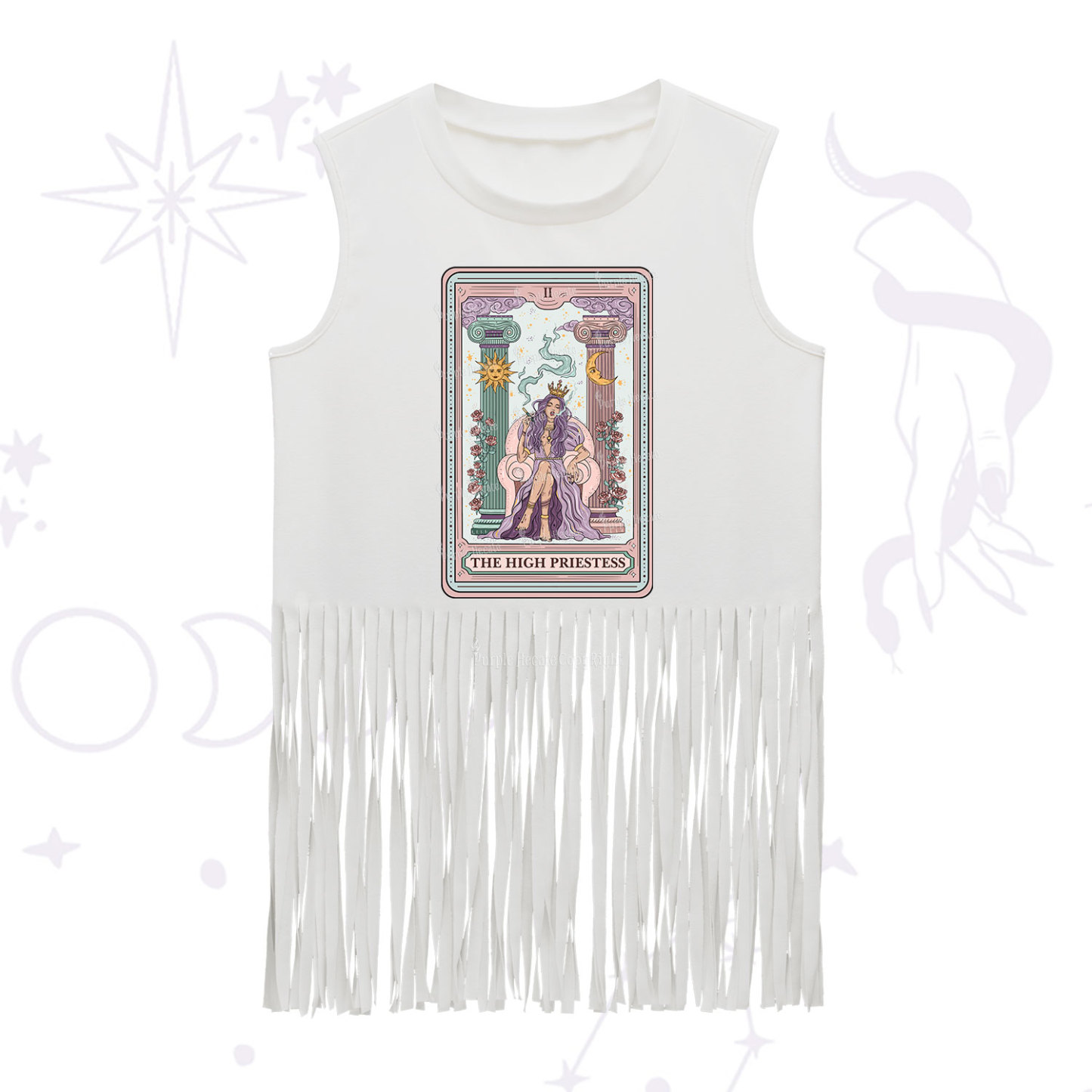 Purplehecate The High Priestess Tarot Card Fringe Tank Top