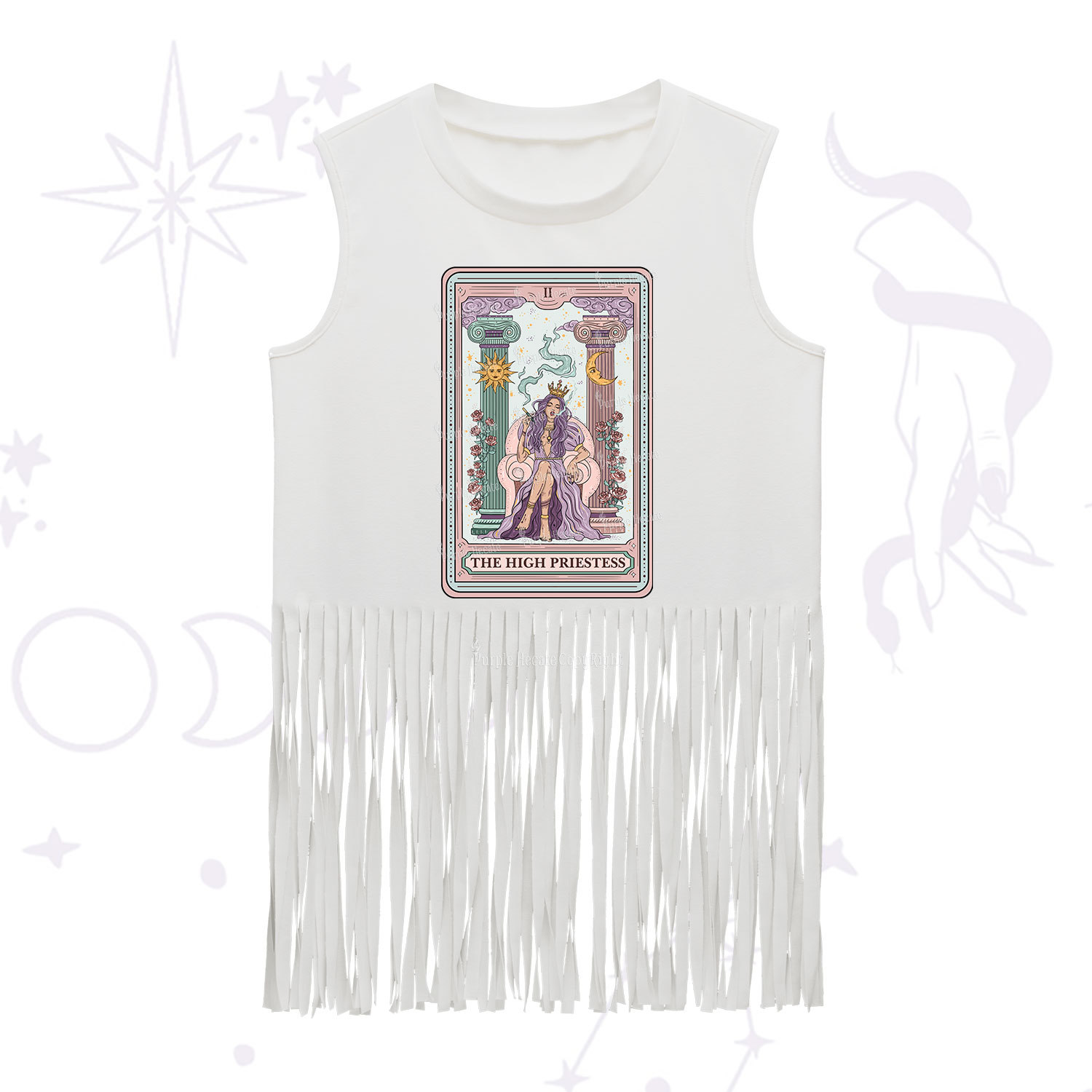 Purplehecate The High Priestess Tarot Card Fringe Tank Top