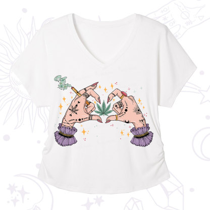 Purplehecate You're Never Alone If You Have Weed V-Neck T-Shirt