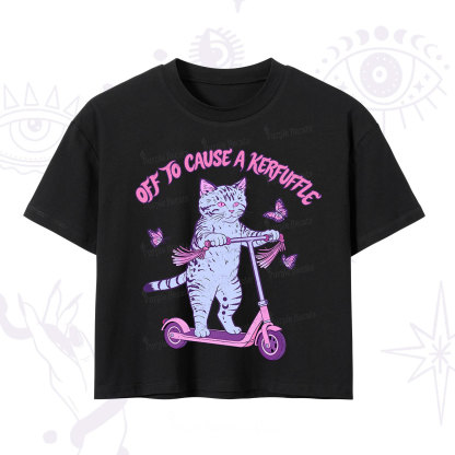 Purplehecate Off To Cause A Kerfuffle Cat Crop T-Shirt