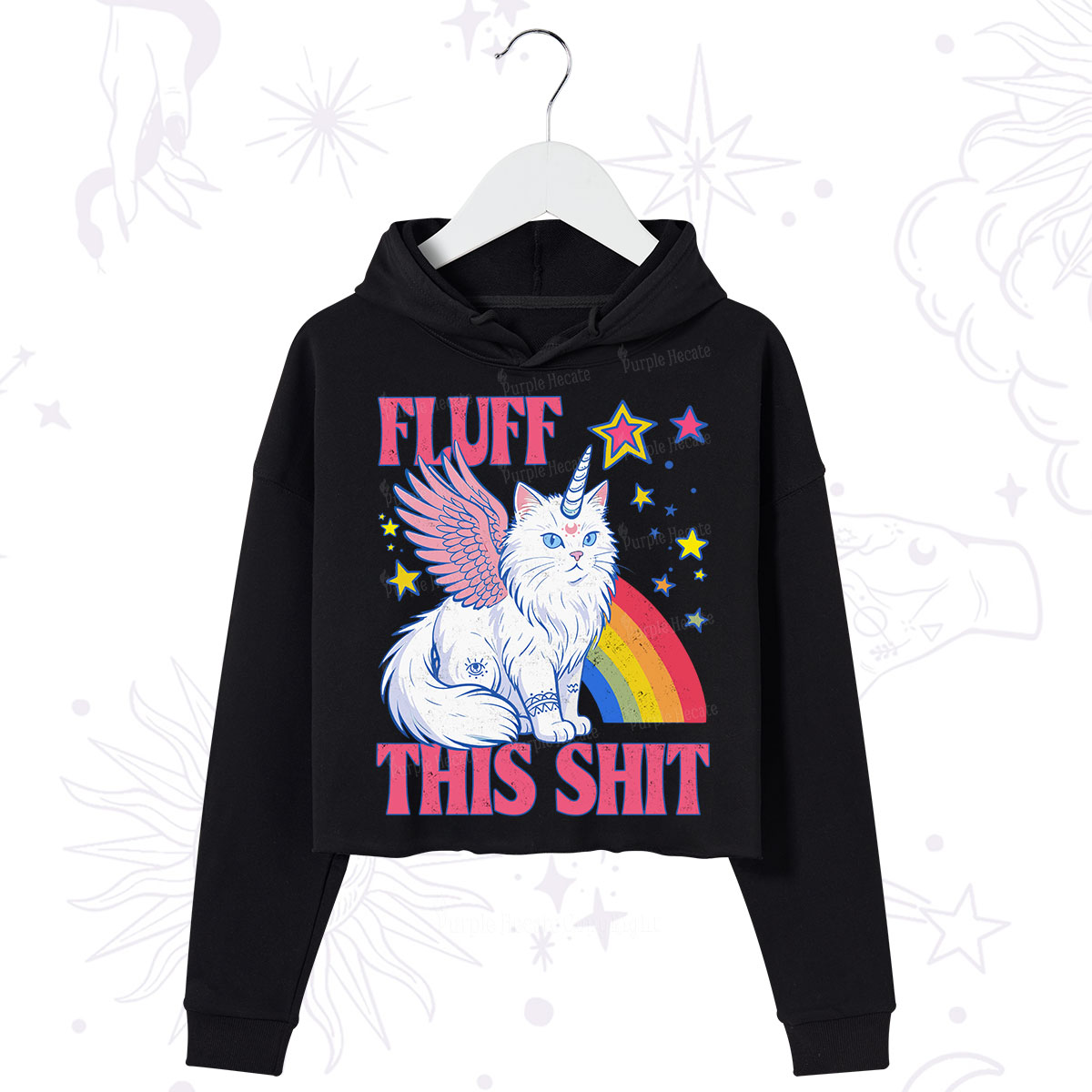 Purplehecate Fluff This Sh*t Cat Crop Hoodie
