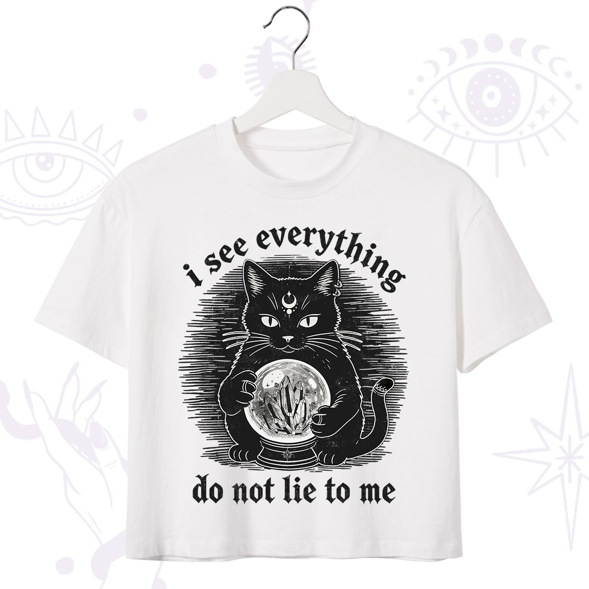 Purplehecate All Seeing Cat Crop T-Shirt